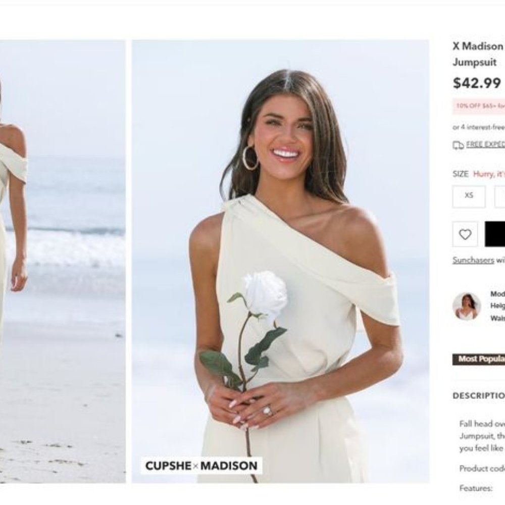 Women's Cupshe X Madison Romance Bow One-Shoulder Jumpsuit